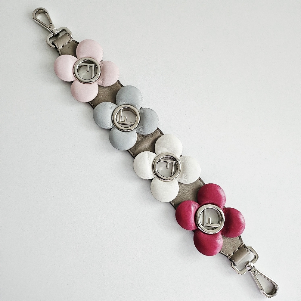 Fendi "Strap You" Multicolor Flowerland Studded Leather Bag Strap